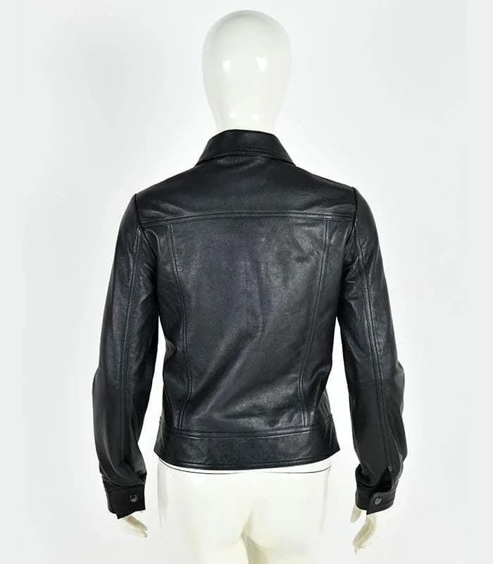 Black Leather Shacket | Genuine Leather Belted Trucker Jacket