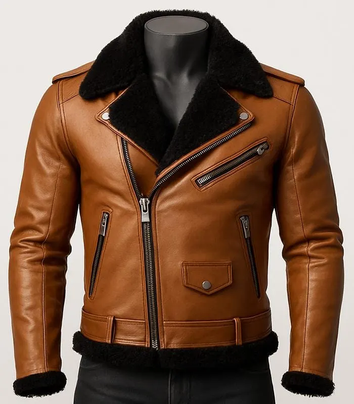 Brown Leather Aviator Jacket