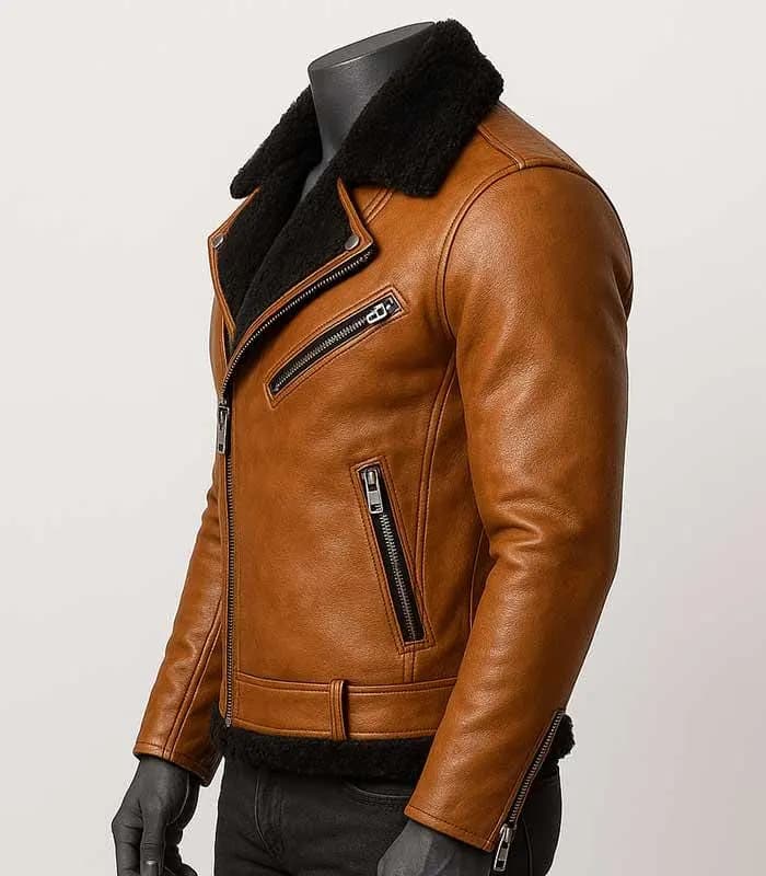 Brown Leather Aviator Jacket