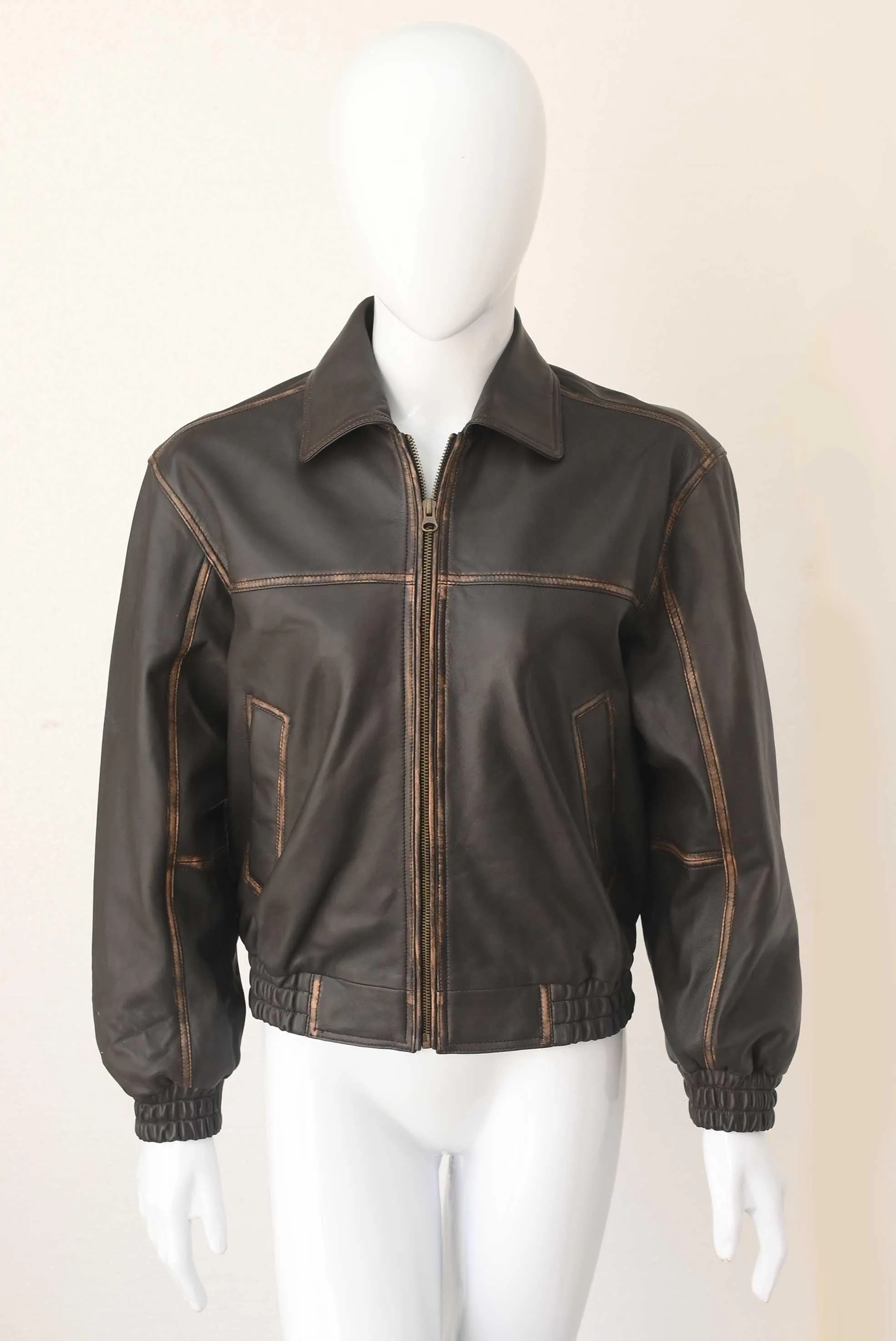Brown Leather Bomber Jacket | Vintage Aviator Style, Sheep Napa Leather