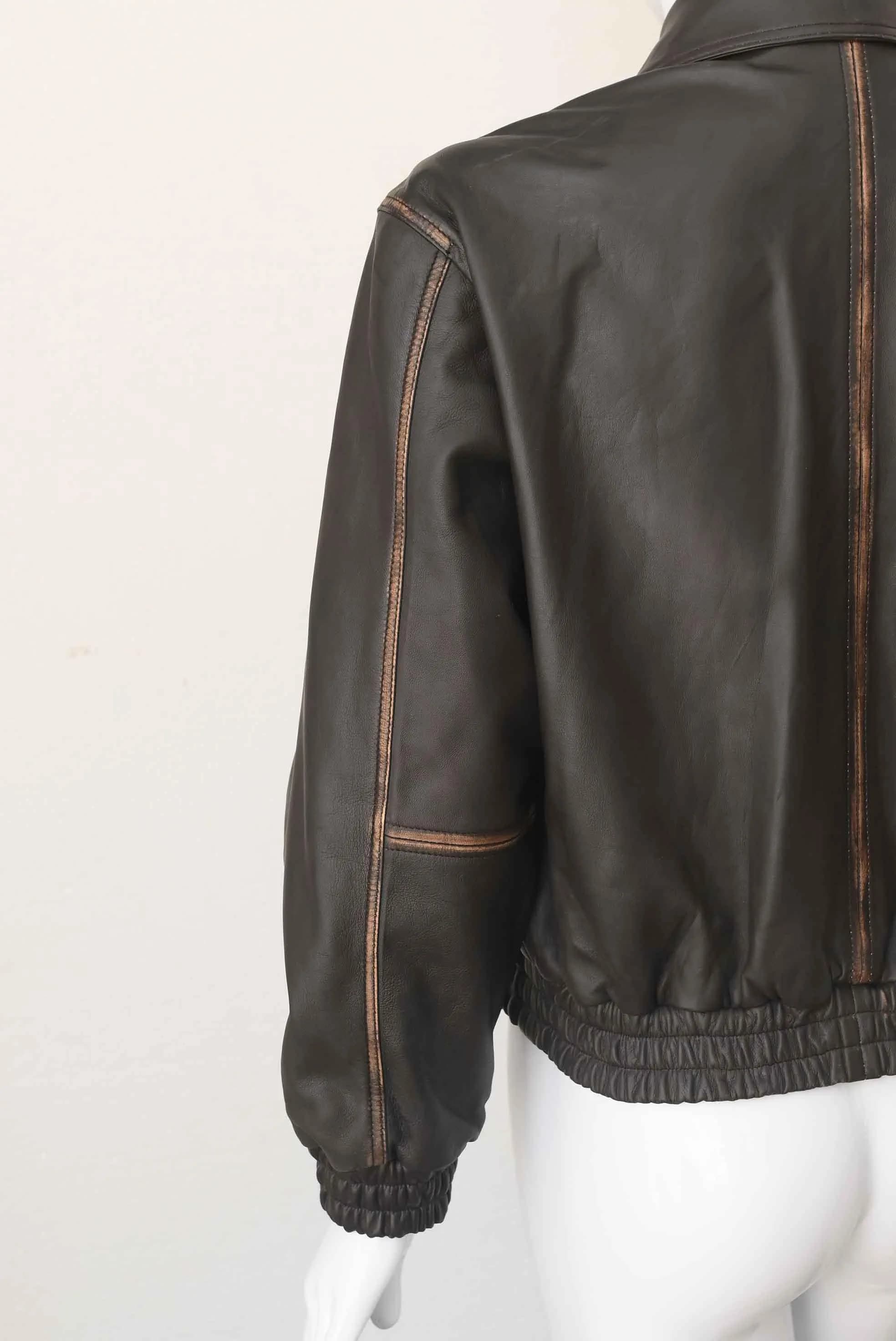 Brown Leather Bomber Jacket | Vintage Aviator Style, Sheep Napa Leather
