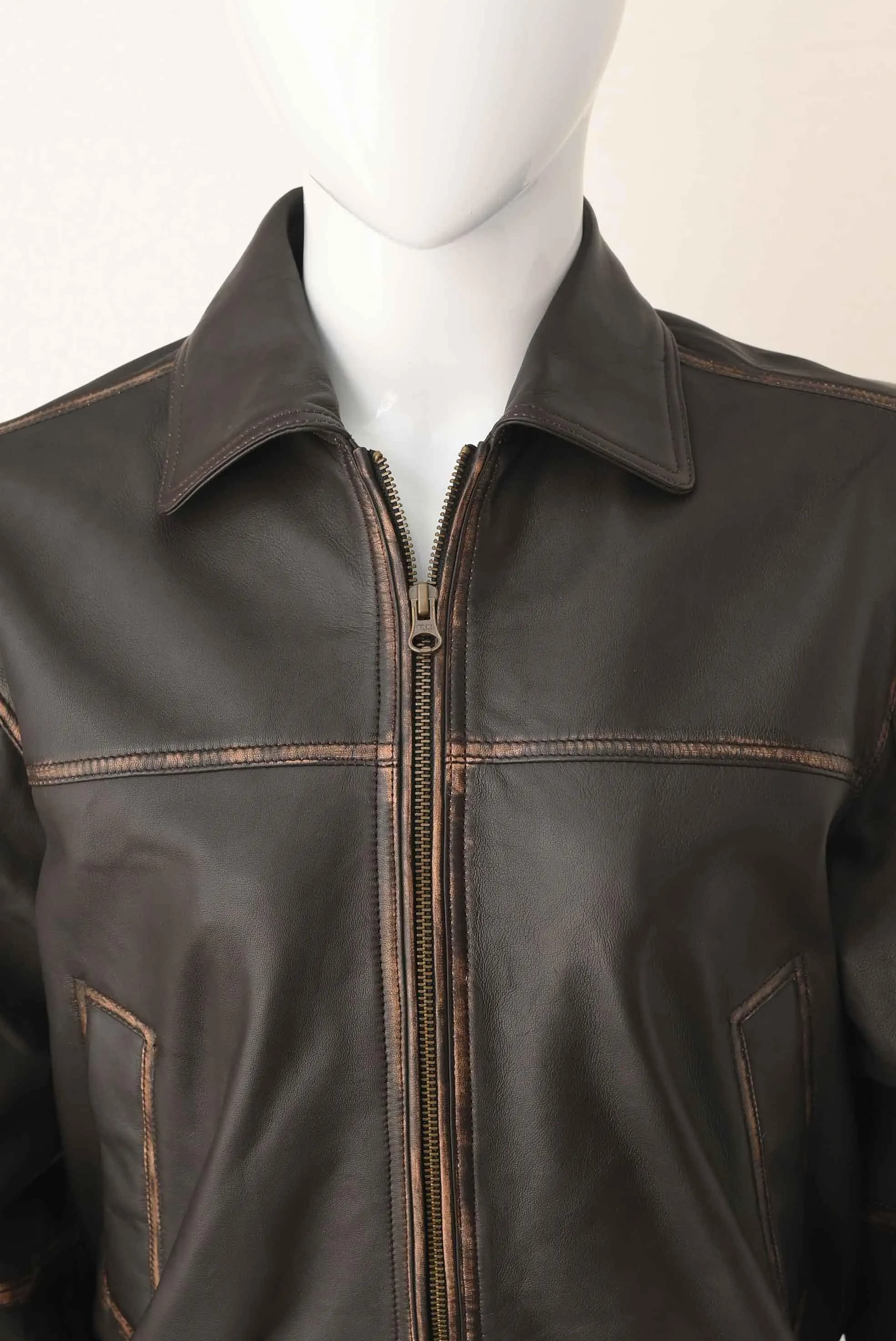 Brown Leather Bomber Jacket | Vintage Aviator Style, Sheep Napa Leather