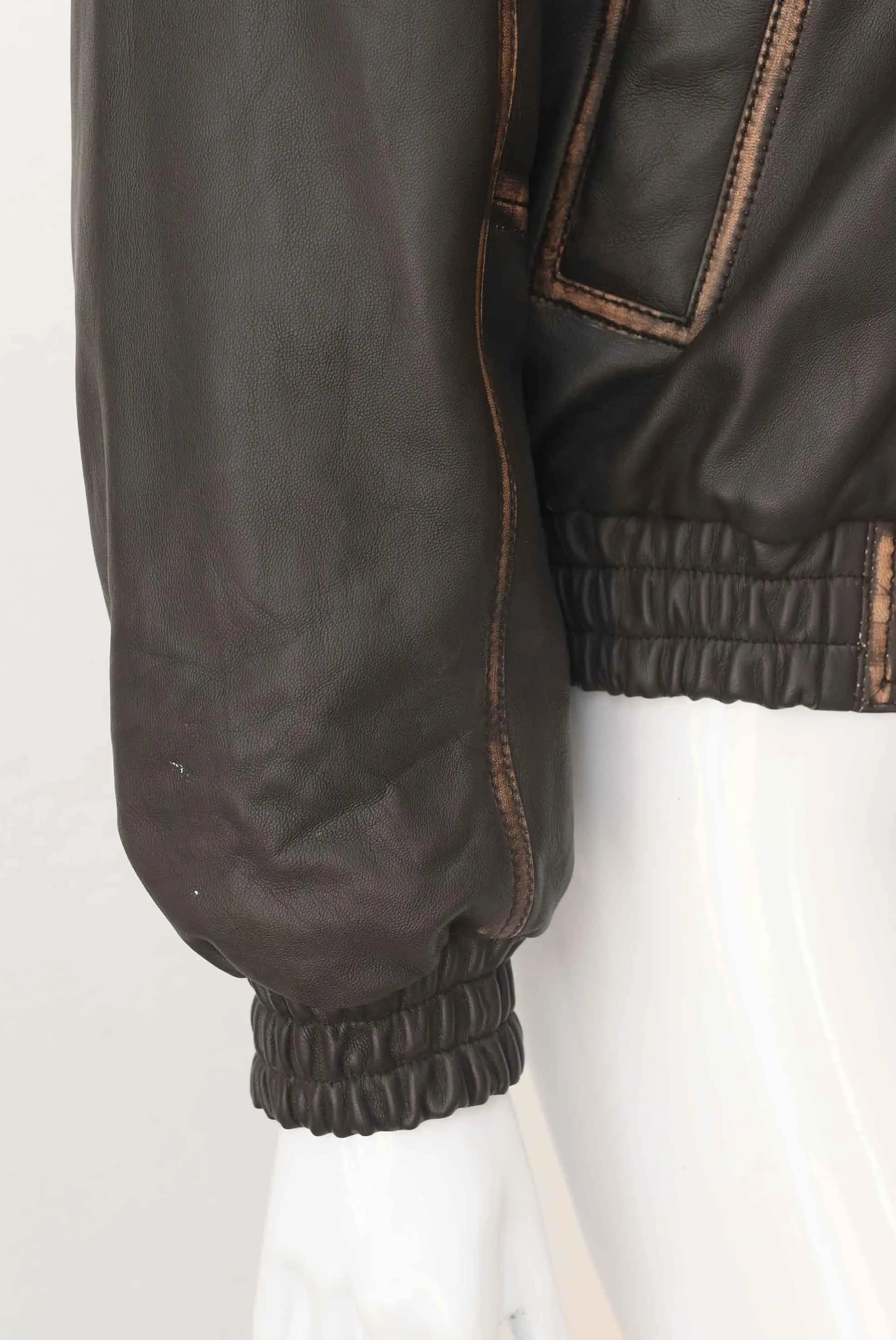 Brown Leather Bomber Jacket | Vintage Aviator Style, Sheep Napa Leather