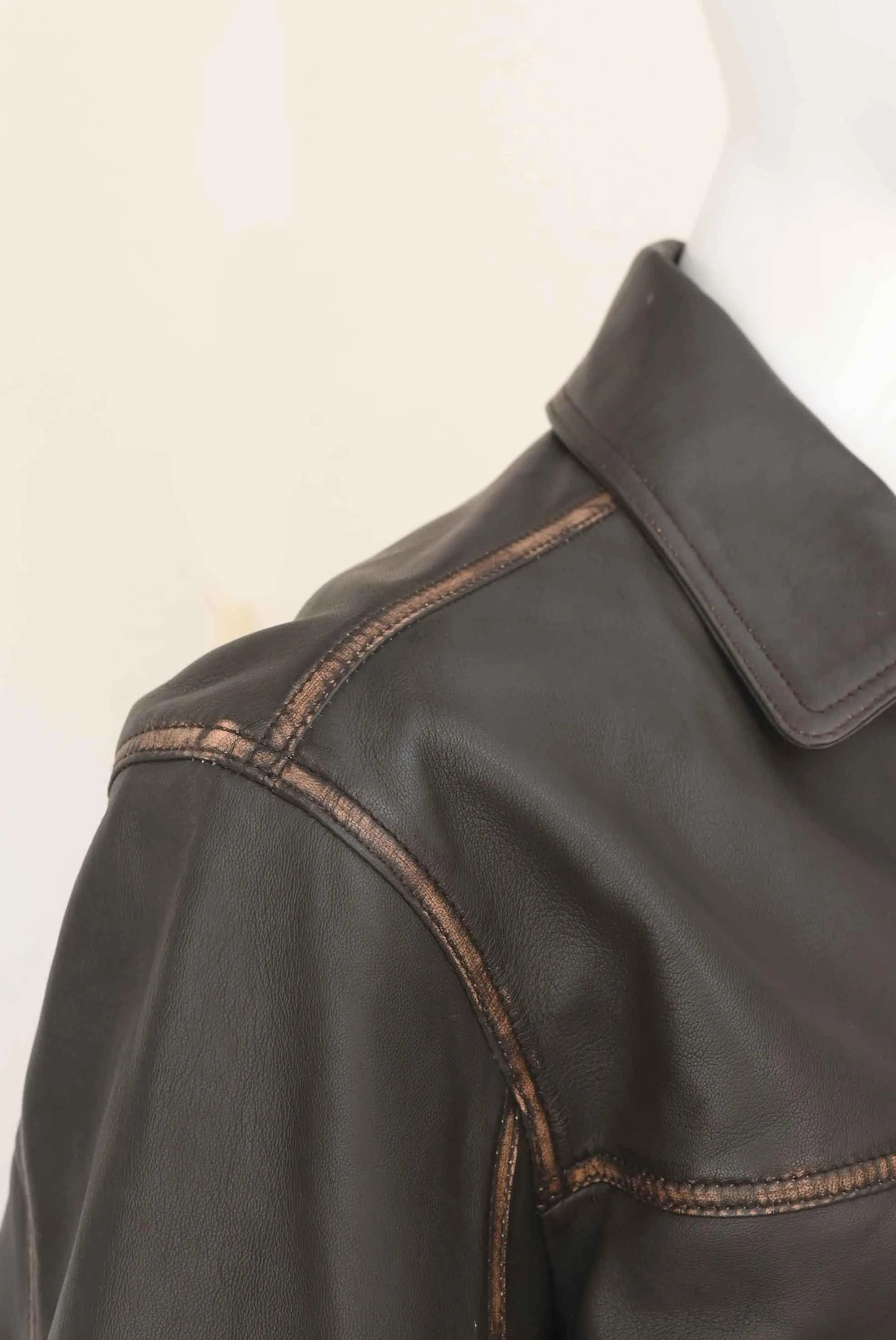 Brown Leather Bomber Jacket | Vintage Aviator Style, Sheep Napa Leather