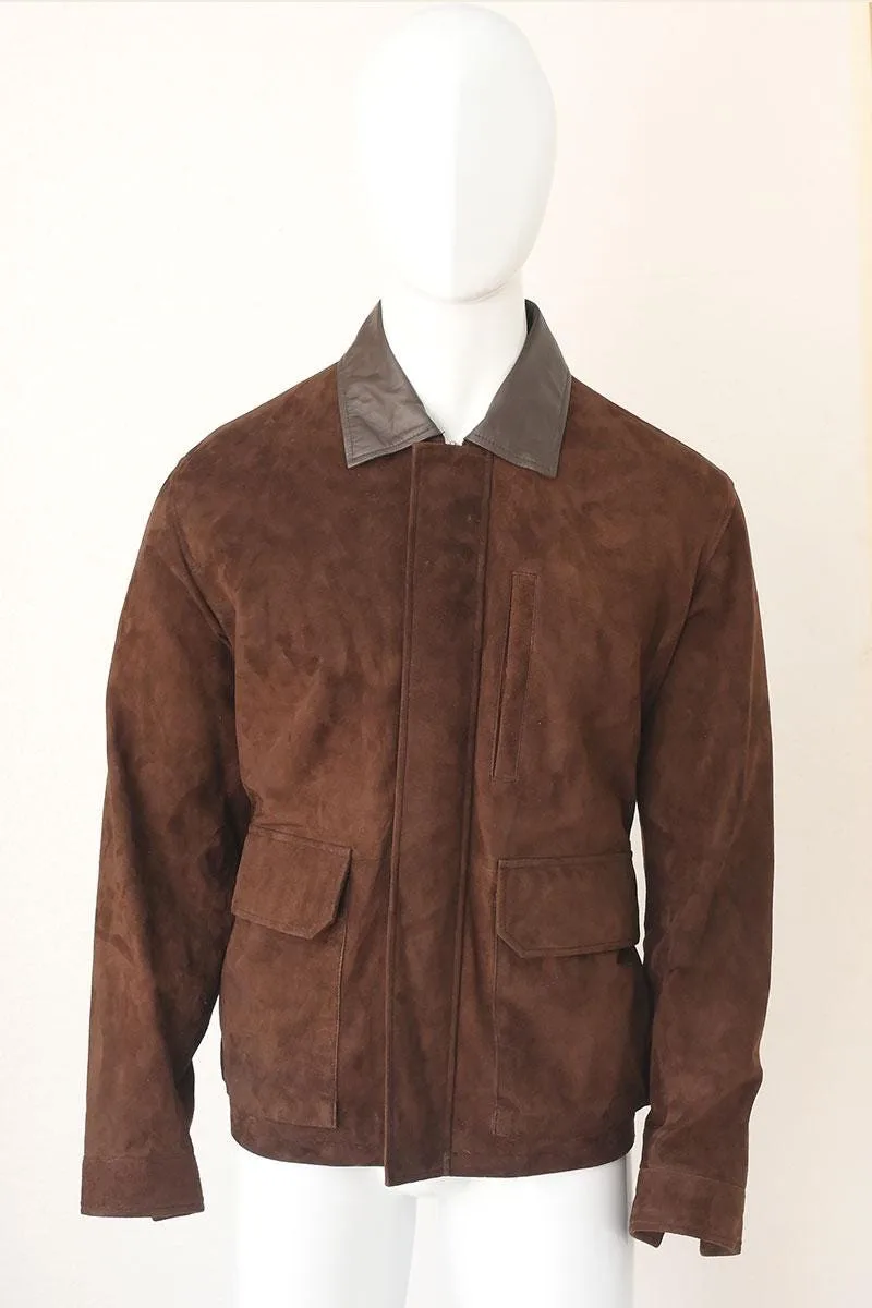 Men's Brown Suede Leather Winter Jacket