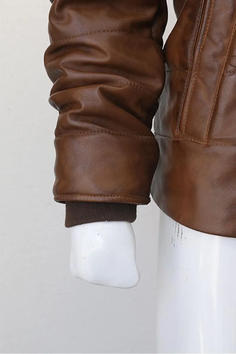 Men's Leather Puffer Jacket