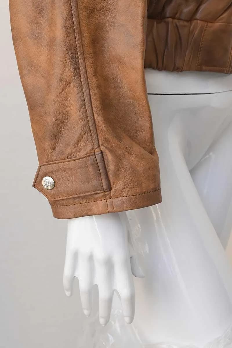 Women's Cropped Leather Jacket — Black & Brown Vintage Style