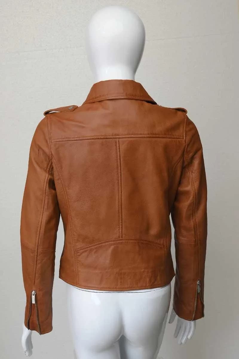 Women's Moto Leather Jacket — Classic Biker Style Jacket (Black, Camel & Toupe)