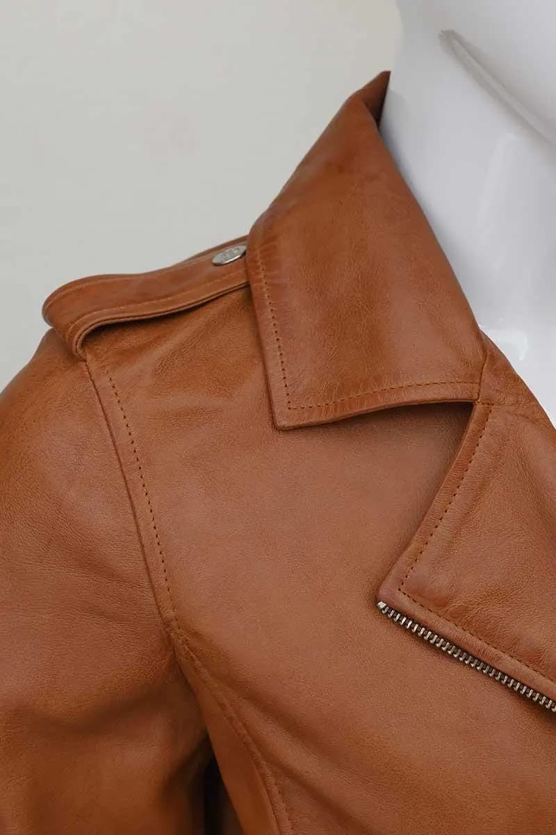 Women's Moto Leather Jacket — Classic Biker Style Jacket (Black, Camel & Toupe)