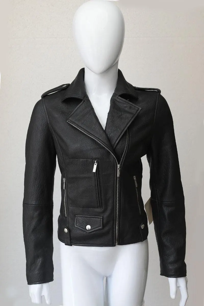 Women's Moto Leather Jacket — Classic Biker Style Jacket (Black, Camel & Toupe)