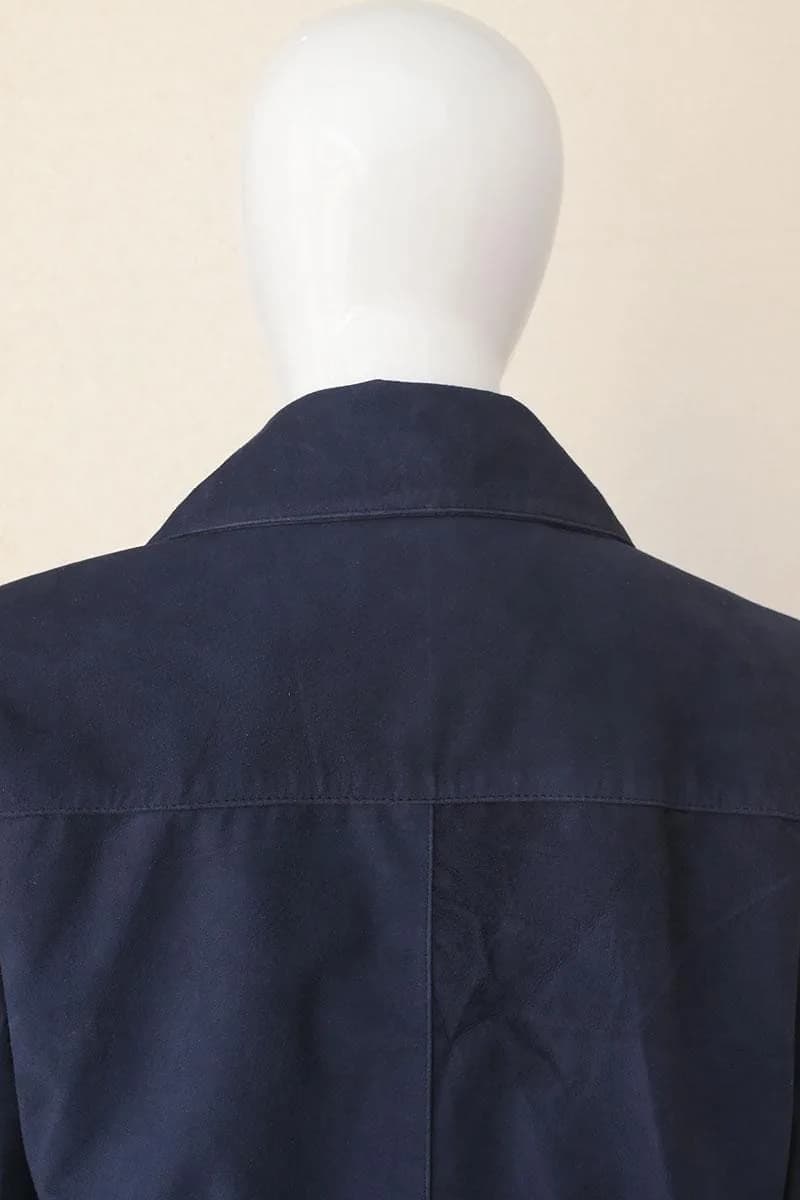 Women's Suede Leather Cropped Jacket | Minimalist Button Front Coat