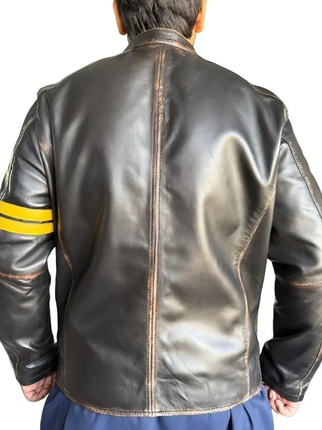 Yellow Stripe Leather Jacket