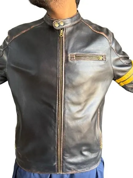 Yellow Stripe Leather Jacket