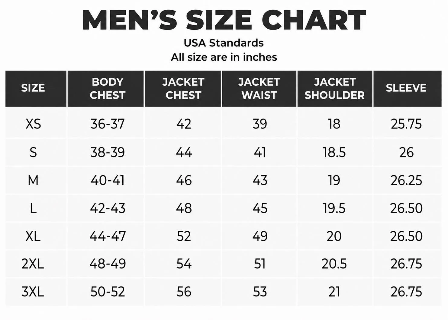 Men's Black Leather Trucker Jacket — Western Style size chart